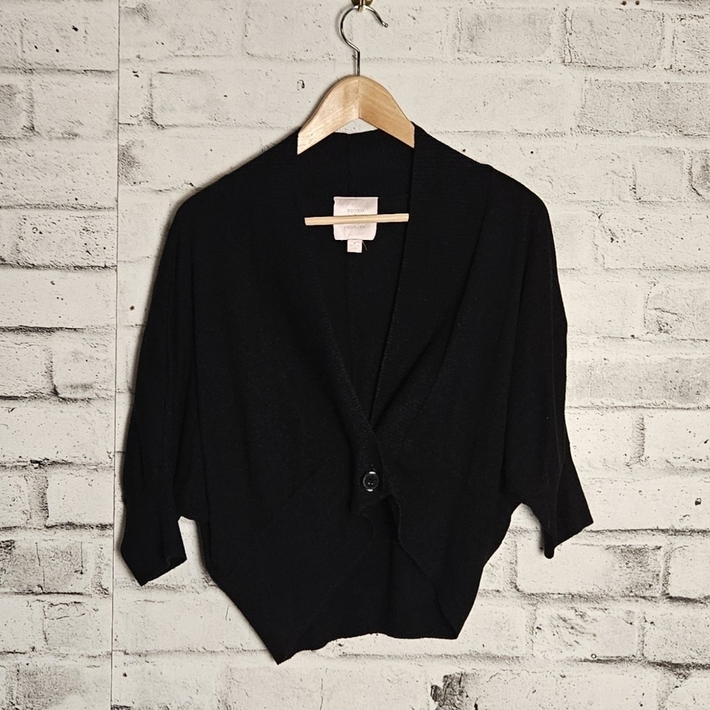 Romeo & Juliet Couture Black Dolman Sleeve Button Front Cardigan M